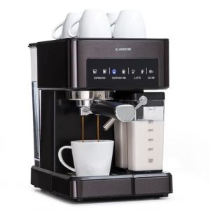 Klarstein Cafetière Mousseur de Lait Machine à Café et Machine à Expresso 20 Bar 1350W Noir