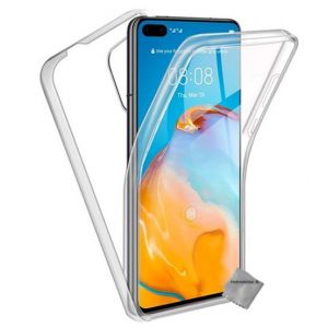 Coque silicone gel fine 360 integrale (avant et arriere) pour Huawei P40 + film ecran - TRANSPARENT - htdmobiles
