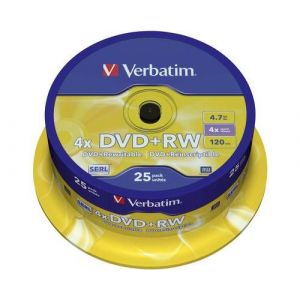 Verbatim - 25 x DVD+RW - 4.7 Go 4x - argent mat - spindle