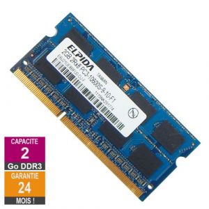 Barrette M&eacute;moire 2Go RAM DDR3 Elpida EBJ21UE8BFU0-DJ-F SO-DIMM PC3-10600 1333MHz 2Rx8