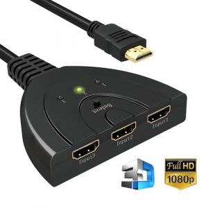 INECK&reg; HDMI Switch 1080P, HDMI 3 Ports Commutateur 3 Entr&eacute;es &agrave; 1 Sortie HDMI Switcher Full HD1080p / 3D Pris en Charge