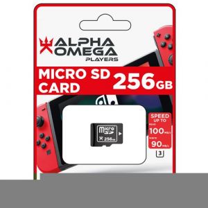 Carte m&eacute;moire Micro SD 256 Go pour Nintendo Switch Alpha Omega Players Noir