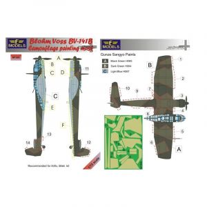 Accessoire Masque de peinture à motif camouflage Blohm Voss Bv-141B (conçu pour être utilisé avec les kits Airfix et Bilek) LFMM7288  - LF Models Masq