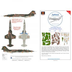 Accessoire Masque de peinture motif camouflage Lockheed F-104G Starfighter Belgique 1/32TNM32-M175  - Top Notch Masques de verrières maquettes avions