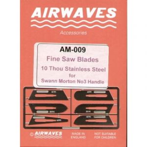 Jeu de lames de scies &agrave; utiliser &agrave; la main ou avec Swann Morton  - Airwaves Outil pour maquettes  - AEM009
