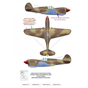 Accessoire Masque de peinture camouflage Curtiss P-40E / P-40N (conçu pour être utilisé avec les kits Hasegawa) 1/32TNM32-M042  - Top Notch Masques de
