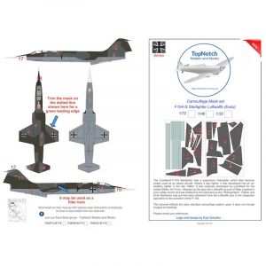 Accessoire Masque de peinture Lockheed F-104G Starfighter Luftwaffe camouflage (conçu pour être utilisé avec les kits Academy, Airfix, AMT  1/72TNM72-