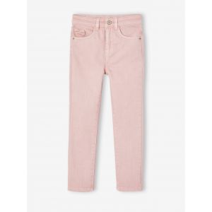 Pantalon fille slim morphologique fin rose poudr&eacute;