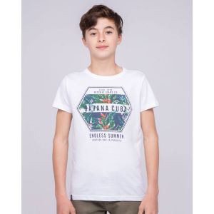 T-shirt Col Rond Pur Coton Nibou Gar&ccedil;on Blanc