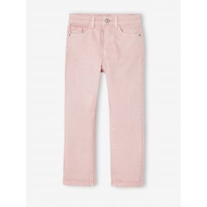 Pantalon fille slim morphologique medium rose poudr&eacute;