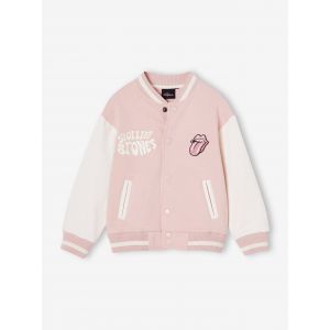 Blouson bombers Rolling Stones fille rose p&acirc;le