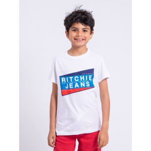 T-shirt Manches Courtes Col Rond Pur Coton Noblake Gar&ccedil;on Blanc