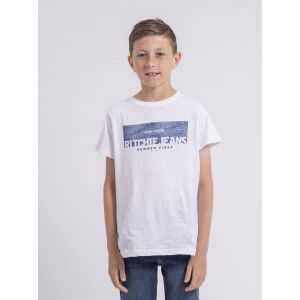 T-shirt Col Rond Pur Coton Notelox Gar&ccedil;on Blanc