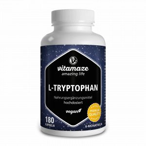 Vitamaze L-Tryptophane 500 mg hautement dosé, 180 gélules végétaliennes