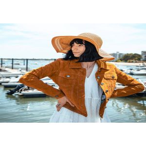 blouson cuir peau femme cognac Rose Garden
