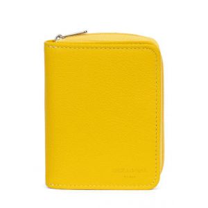 Portefeuille 1 volet cuir vachette jaune Hexagona