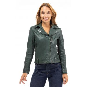 Blouson biker cuir vert foncé Gipsy