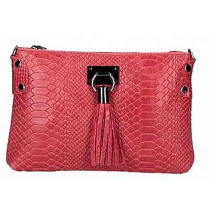 Pochette cuir femme imprimé python rouge Cuirs Guignard