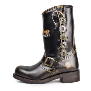 bottes cuir homme marron foncé style moto Sendra
