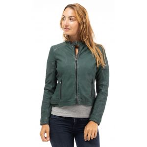 Blouson cuir femme vert foncé Gipsy