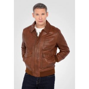 Blouson cuir homme cognac Schott style pilote
