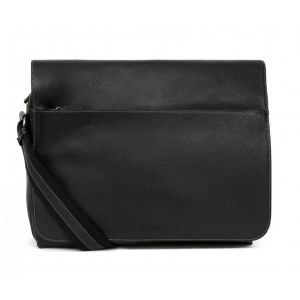 Gibecière A4 cuir vachette poche tablette noir Hexagona