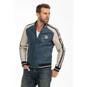 Blouson cuir homme blue royal 24H du Mans Steve McQueen