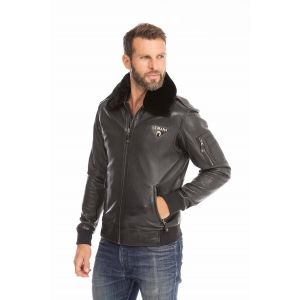 Blouson cuir homme steve mc queen noir 24H du Mans