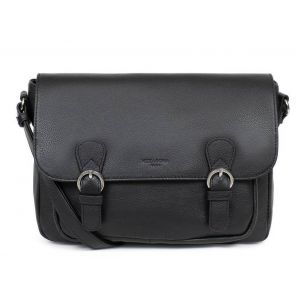 Gibecière Cuir vachette grainé noir Hexagona