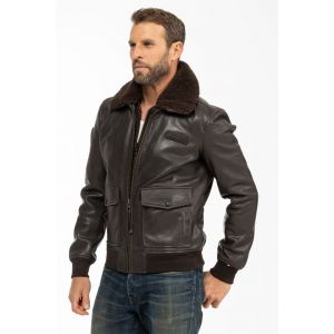 Blouson cuir pilote Redskins marron Patrouille de France