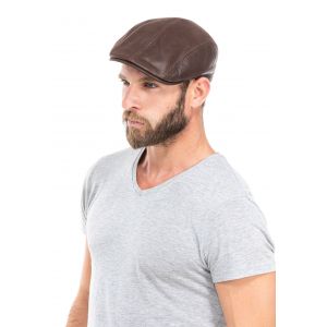 Casquette cuir homme marron v2 Cuirs Guignard