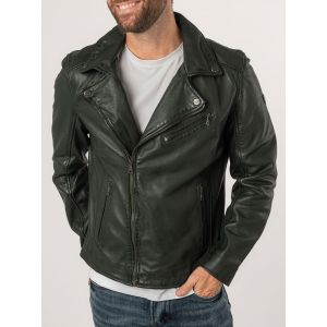 Blouson cuir homme vert style biker Gipsy