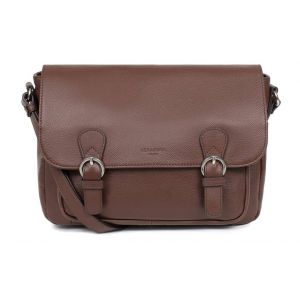 Gibecière Cuir vachette grainé chocolat Hexagona