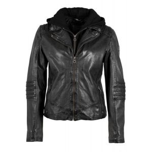 Blouson cuir femme vert Gipsy