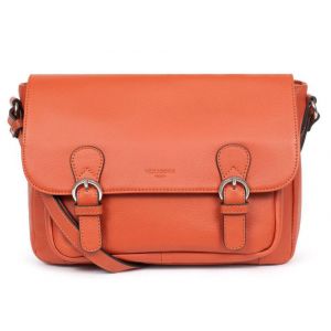 Gibecière Cuir vachette grainé orange Hexagona