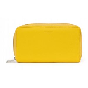 Compagnon voyage cuir vachette jaune Hexagona