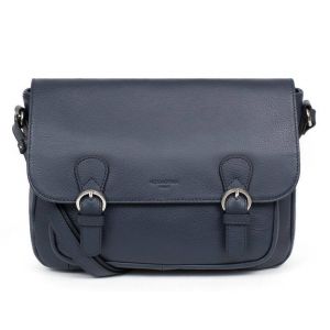 Gibecière Cuir vachette grainé marine Hexagona