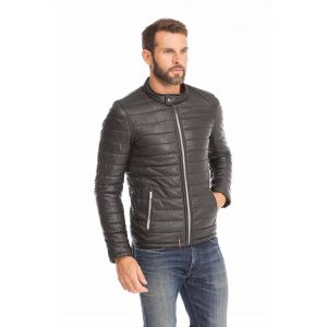 Doudoune cuir homme noir Oakwood