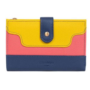 Portefeuille cuir femme jaune Hexagona