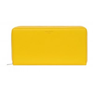 Porte monnaie/billet gd format cuir vachette jaune Hexagona