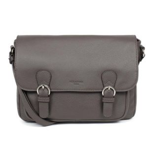 Gibecière Cuir vachette grainé taupe Hexagona