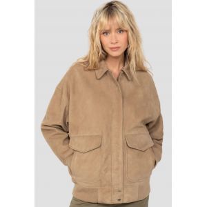 Blouson peau femme beige Schott