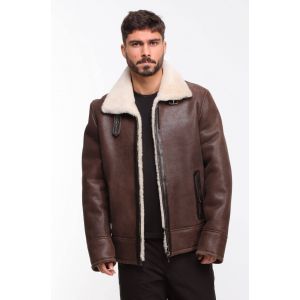 Blouson mouton homme style bombardier marron Cuirs Guignard