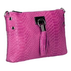 Pochette cuir femme imprimé python fuxia Cuirs Guignard