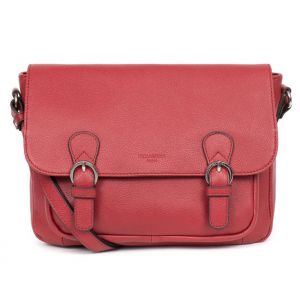 Gibecière Cuir vachette grainé rouge Hexagona