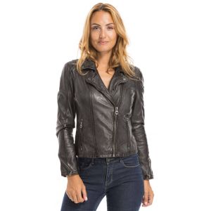 Blouson cuir femme biker vert fonce Gipsy