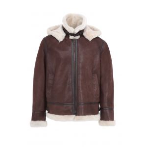 Bombardier mouton homme marron capuche Cuirs Guignard