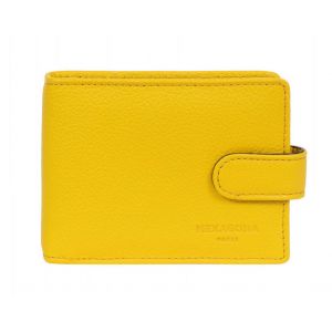 Porte-cartes en cuir de vachette jaune Hexagona