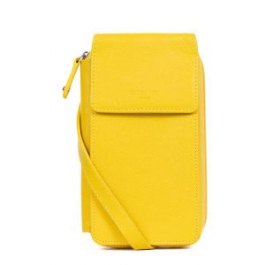 Pochette téléphone cuir jaune Hexagona