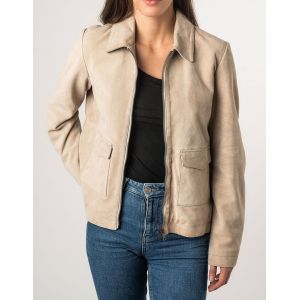 Blouson peau femme ivoire Gipsy